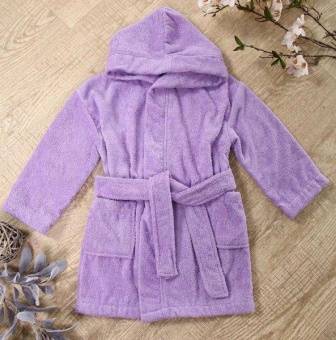 Халат подростковый махровый "Элит" с капюшоном, цвет: 805-Насыщ.сирень, р. 140/146,  - Proffitex
