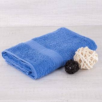 Полотенце махровое  70х140 с бордюром косичкой голубой, Туркмения  - Proffitex