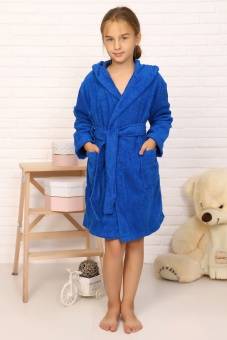 Халат детский махровый "Элит" с капюшоном, цвет: 706-Ярко-синий, р. 110/116,  - Proffitex