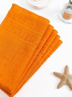 Полотенце махровое с греческой каймой, оранжевый апельсин, 40х70, 380 г/м2, Узбекистан  - Proffitex
