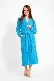 Женские махровые халаты Р-ры с 56-58 ярко-голубой  - Proffitex