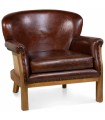 SILLÓN OREJERO PIEL Y TEKA