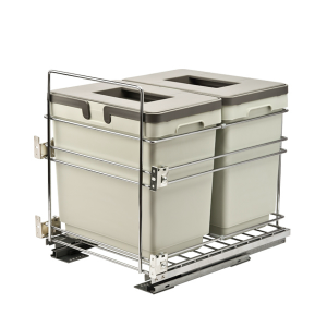 Выдвижная система утилизации с двумя емкостями по 17л в базу 450мм нижнего крепления, с доводчиком