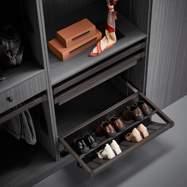 Выдвижная полка для обуви Unihopper 600 мм с доводчиком clip-on Moka