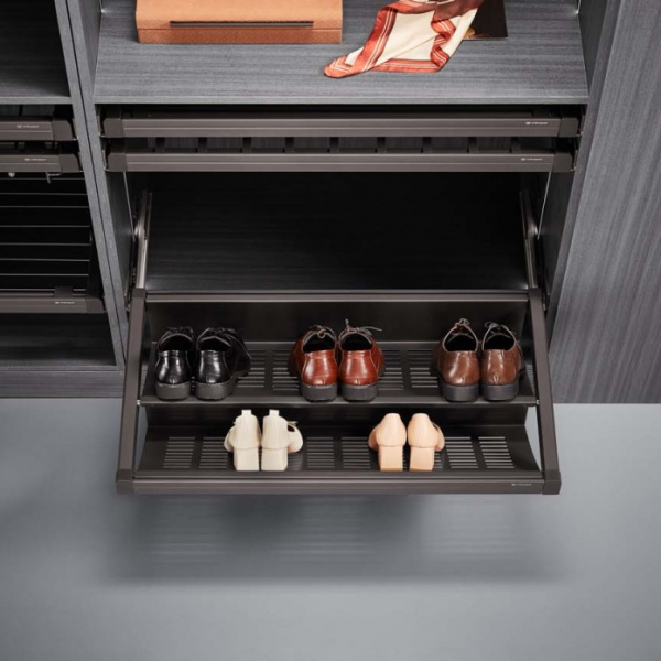 Выдвижная полка для обуви Unihopper 600 мм с доводчиком clip-on Moka