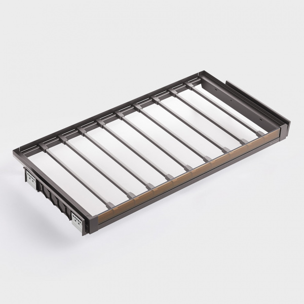 Выдвижная вешалка для брюк со стеклянной панелью Unihopper 600 мм c доводчиком, clip-on, NAKA