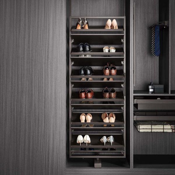 360* вращ. 8-ми ур. стойка для обуви Unihopper 700 мм, в базу 800мм, с доводчиком, Moka