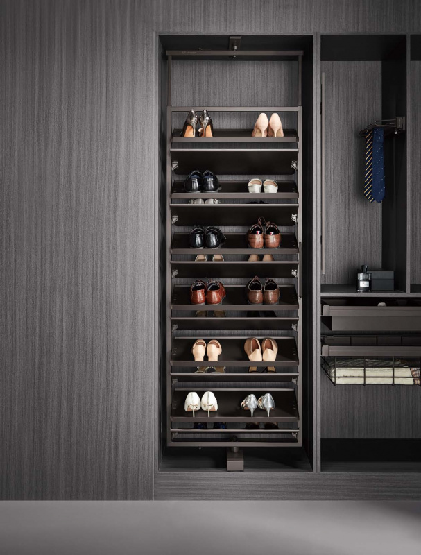 360* вращ. 8-ми ур. стойка для обуви Unihopper 700 мм, в базу 800мм, с доводчиком, Moka