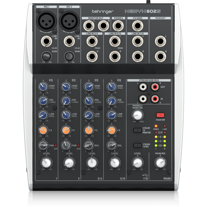 Behringer Xenyx 802S Mixer 8 canales con USB streaming