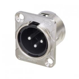 Rean RC3MDL Conector Macho Chasis 3 pines cromado