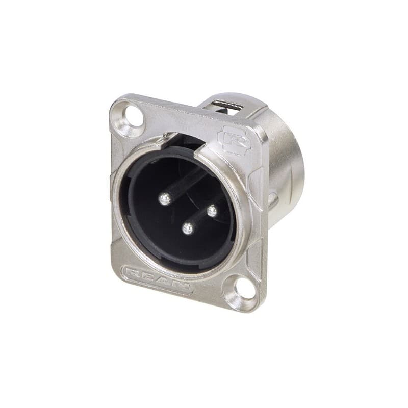 Rean RC3MDL Conector Macho Chasis 3 pines cromado