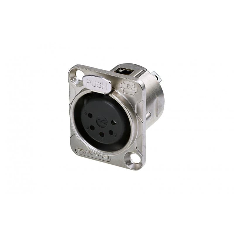 Rean RC5FDL Conector Hembra Chassis 5 pines Cromado