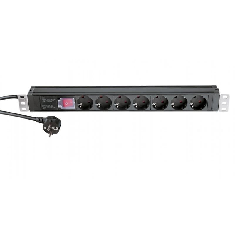 K&M 28674 Caja de enchufes 7 sockets para rack (Hecho en Alemania)