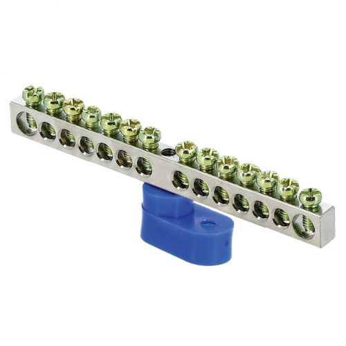 Шина нулевая N 6х9 14 отвер. никель син. угловой изолятор PROxima EKF sn1-63-14-1 фото 2