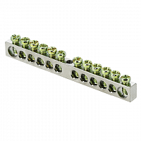 Шина PEN "ноль-земля" 6х9 12 отв. никель крепеж по центру PROxima EKF sn1-63-12