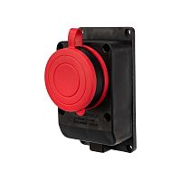 Розетка влагозащ. настенная с крышкой 3P+PE 32А IP44 черн. каучук Rexant 111-007