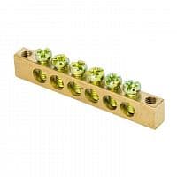 Шина PEN "ноль-земля" 6х9 6 отвер. латунь крепеж по краям PROxima EKF sn0-63-06-k