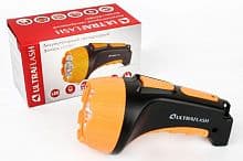 Фонарь аккумуляторный LED3807 7LED 2 режима аккум. SLA 220В пластик. черн./желт. (кор.) Ultraflash 9216