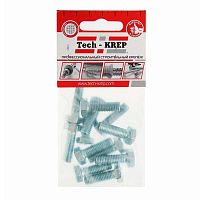 Болт М8х25 с шестигранной головкой цинк. DIN 933 (уп.12шт) класс прочности 8.8. пакет Tech-Krep 102968