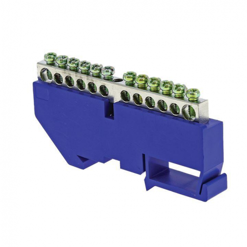 Шина нулевая N 6х9 12 отвер. никель син. изолятор на DIN-рейку PROxima EKF sn1-63-12-d фото 2