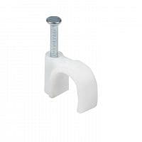 Скоба крепежная круглая с гвоздем 8мм пластик. (уп.50шт) EKF plcn-sr-8