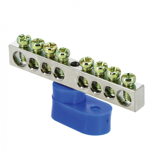 Шина нулевая N 6х9 8 отвер. никель син. угловой изолятор PROxima EKF sn1-63-08-1 фото 2