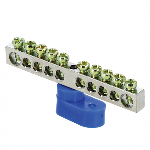 Шина нулевая N 6х9 10 отвер. никель син. угловой изолятор PROxima EKF sn1-63-10-1 фото 2