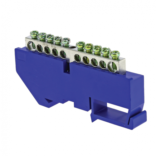 Шина нулевая N 6х9 10 отвер. никель син. изолятор на DIN-рейку PROxima EKF sn1-63-10-d фото 2