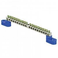 Шина нулевая N 6х9 20 отвер. никель 2 син. угловых изолятора PROxima EKF sn1-63-20-2