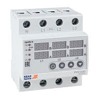Реле напряжения OptiRel D PVC-3-63 с ЖК-дисплеем и контролем тока 3Ф 63 А КЭАЗ 357871