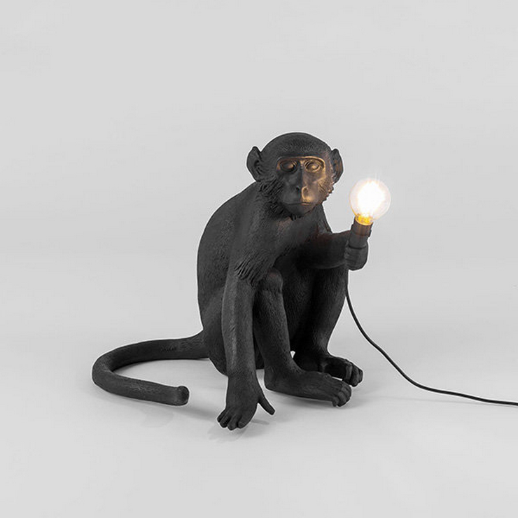 Настольная лампа Обезьяна Monkey Black Table Lamp в стиле Seletti