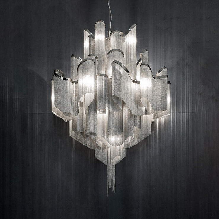 Люстра подвесная Stream 90 Серебряный в стиле Terzani