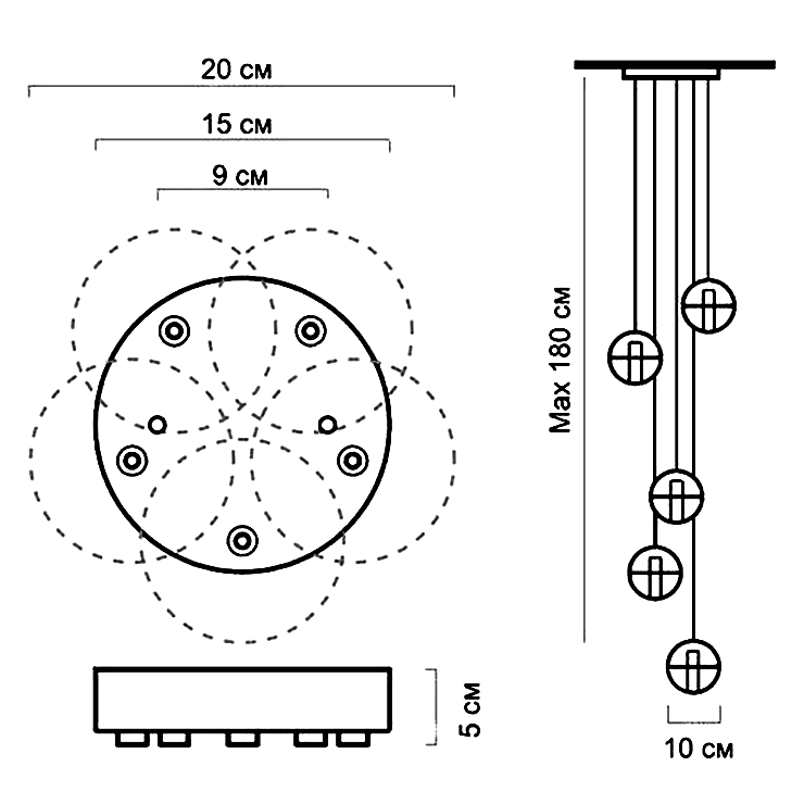 Люстра 14.5 Five Pendant Chandelier в стиле Bocci