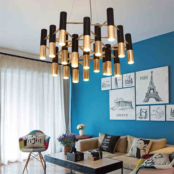 Люстра Ike 19 Lamp Черный + Золотой в стиле Delightful