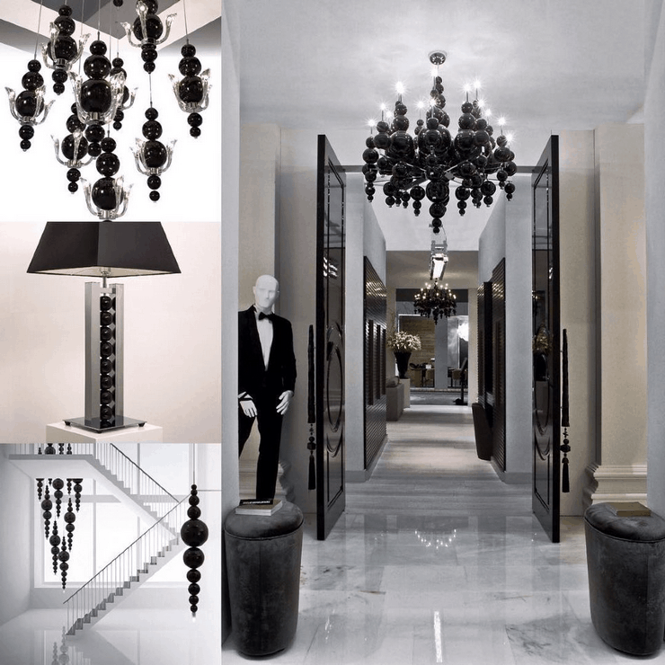 Люстра 12 Tears From Moon 12 плафонов черный в стиле Ilfari