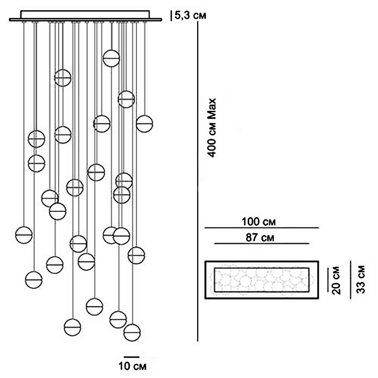 Люстра 14.26 Rectangle Pendant Chandelier в стиле Bocci