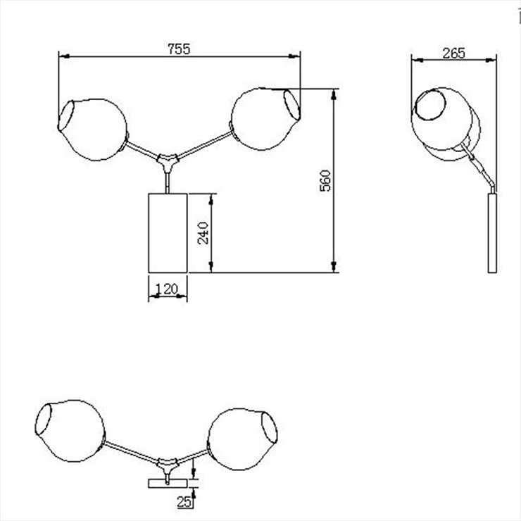 Светильник настенный Branching Bubbles 2 Nickel