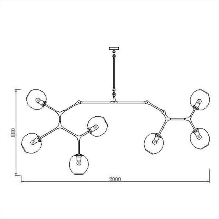 Люстра Branching Bubbles 7 Long Nickel в стиле Lindsey Adelman