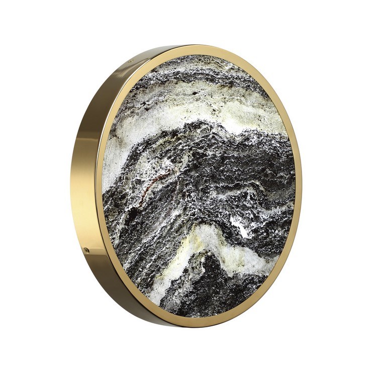 Настенно-потолочный светильник Stone Flake D40 каменный шпон золото