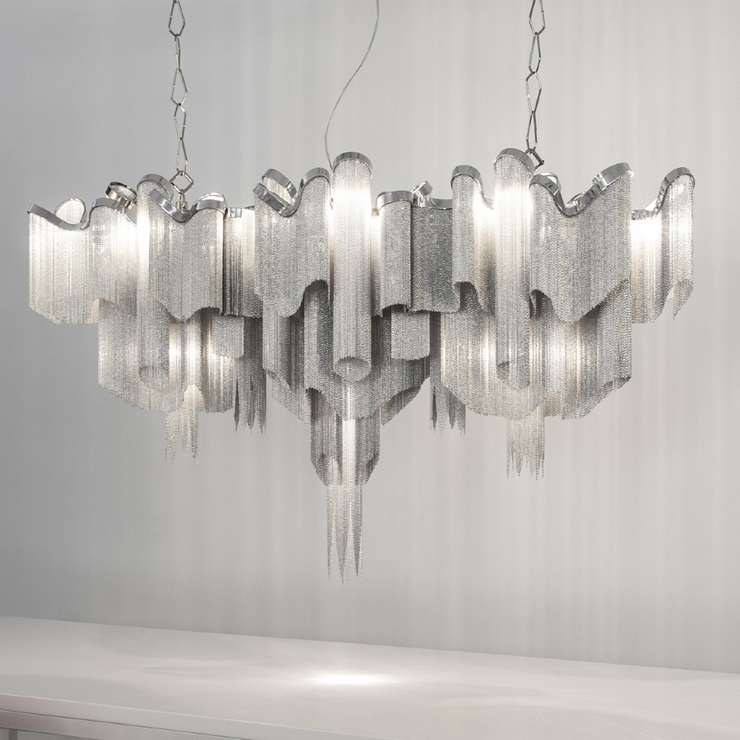 Люстра Stream Long Серебряный в стиле Terzani