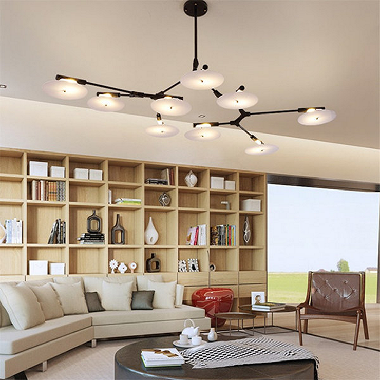 Люстра подвесная Branching Disc 9 Black в стиле Lindsey Adelman