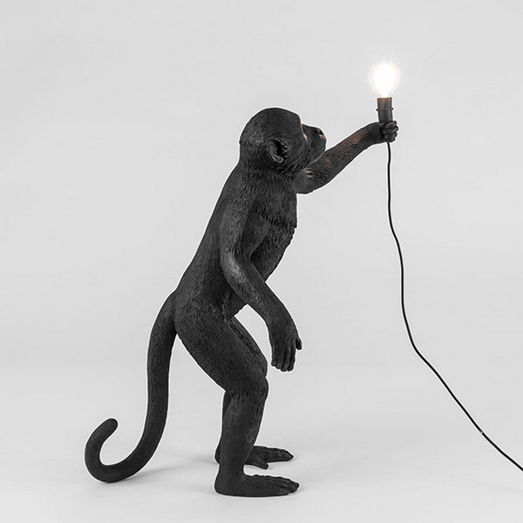 Торшер Обезьяна с Лампой Monkey Black Floor Lamp в стиле Seletti
