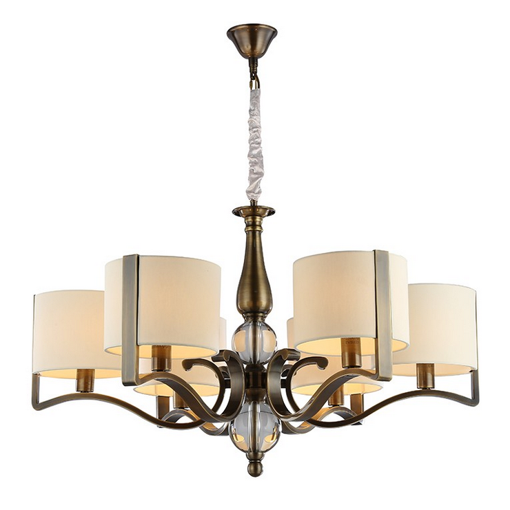Люстра Memphis, Black brass Clear crystal Shade beige D73*H50.5 cm