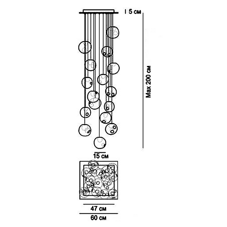 Люстра  28.16 Square Pendant Chandelier в стиле Bocci