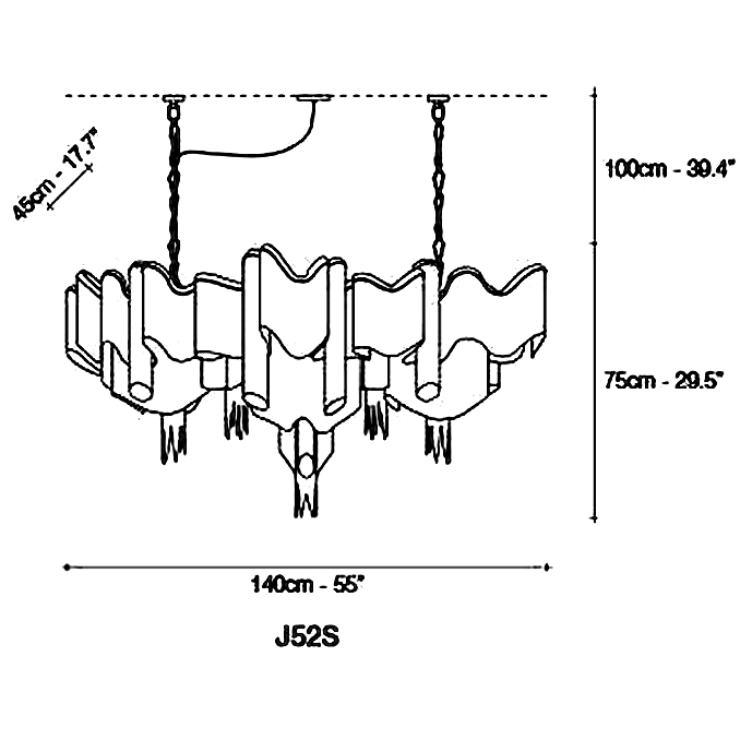 Люстра Stream Long Серебряный в стиле Terzani