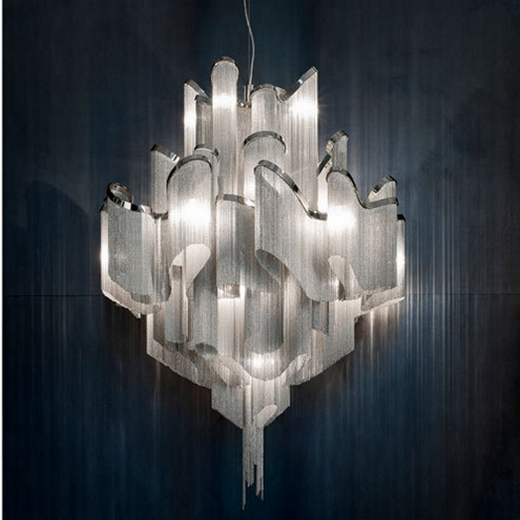 Люстра подвесная Stream 90 Серебряный в стиле Terzani