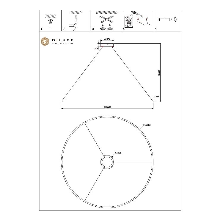 Светильник подвесной Function Black D120 4000К (светит вниз)