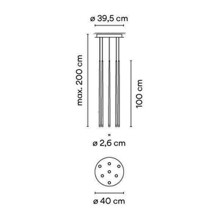 Люстра Slim 7 Black Round в стиле Vibia