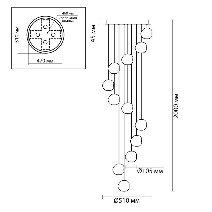 Люстра подвесная Iceberg D51 Gold