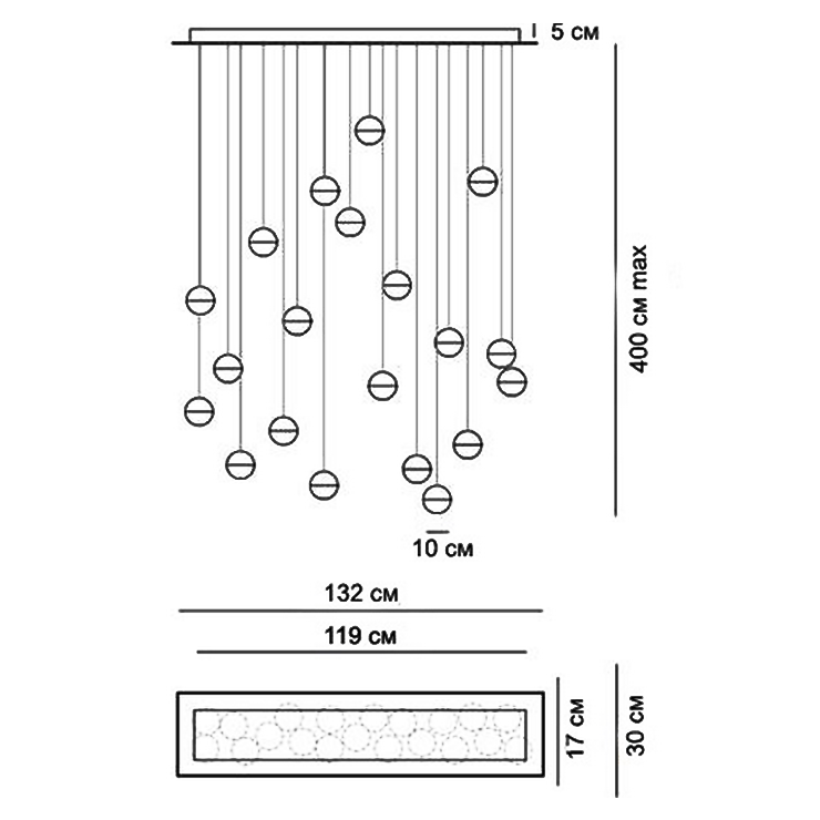 Люстра 14.20 Rectangle Pendant Chandelier в стиле Bocci
